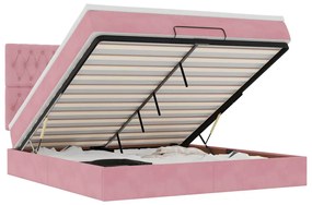 3314413 vidaXL Османска легло с матраци и LED, розово, 180x200 см, кадифе