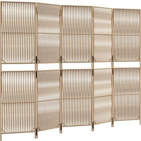 365383 vidaXL Параван за стая, 5 панела, бежов, полиратан