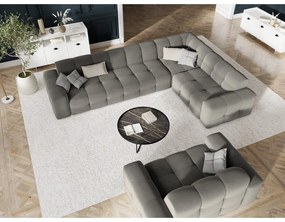 Ъглов диван от сиво кадифе (десен ъгъл) Kendal - Micadoni Home