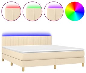 3133898 vidaXL Боксспринг легло с матрак и LED, кремаво, 180x200 см, плат