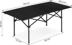 Сгъваема маса за туризъм, къмпинг - черна маса за пикник Šírka: 55 cm | Dĺžka: 120 cm
