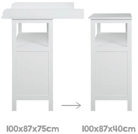 Сив детски скрин с маса за преповиване 87x100x75 cm Hamburg – Roba