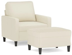 3201053 vidaXL Кресло с табуретка, кремаво, 60 см, кадифе