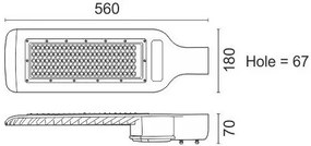 Улична лампа LED HPL 586-18 x 56 x 7 cm.