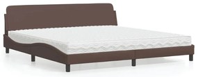 3208479 vidaXL Легло с матрак, кафяво, 200x200 см, изкуствена кожа