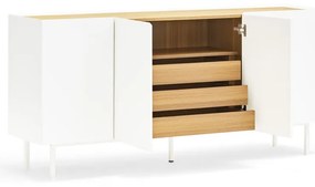 Бял/естествен нисък скрин от декор от дъб 165x78 cm Arista – Teulat