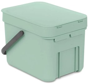 Кош за разделно събиране на боклук Brabantia Sort&Go 1005515, 6 л, Дръжка, Възможност за стенен монтаж, Светлозелен