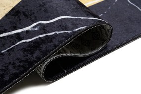 Тъмно дизайнерско килимче с мраморна шарка със златни детайли Ширина: 80 см | Дължина: 150 см