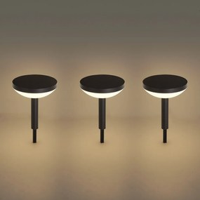 Комплект от 3 соларни LED прожектора с шип, черни, IP44 - Solar