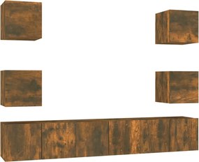 3120242 vidaXL Комплект ТВ шкафове от 7 части, опушен дъб, инженерно дърво