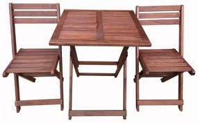 Градински комплект Kreta Muhler Meranti 1001746, 3 части, Дърво Meranti/Shorea, Сгъваеми, Червено-кафяв