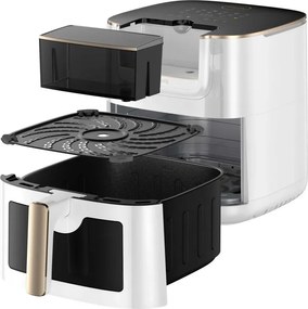 Фритюрник с горещ въздух Dreame AF30, 2300W, 7 л, 12 програми, 50-200°C, Dual-Source Cyclonic Heat, SmartSteam, LED, NTC, Бял