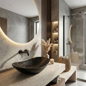 Умивалник за плот Rea Royal 60 Black Marble Mat