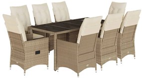 3276806 vidaXL Градински комплект с възглавници, 9 части, бежов полиратан