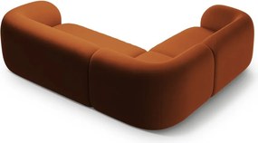 Теракотен кадифен ъглов диван (ляв ъгъл/L форма) Kate – Micadoni