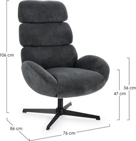 Черно въртящо се кресло Violante – Bizzotto