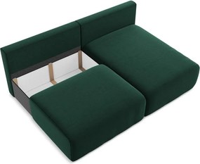 Тъмнозелен кадифен сгъваем/с място за съхранение ъглов диван (десен ъгъл) Kalena – Makamii