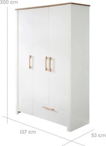 Бял детски гардероб 139x200 cm Ava - Roba