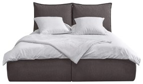 Тъмносиво двойно тапицирано легло с място за съхранение с включена подматрачна рамка 160x200 cm Garance – Bobochic Paris