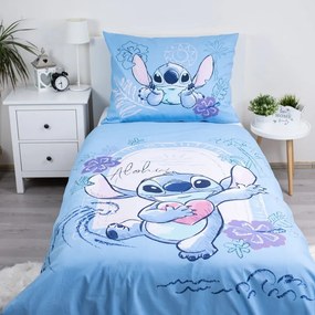 Синьо единично памучно детско спално бельо 140x200 cm Lilo and Stitch "Wave" – Jerry Fabrics