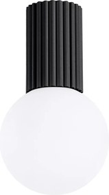 Черно осветително тяло за таван със стъклен абажур ø 12 cm Orbital – Sollux