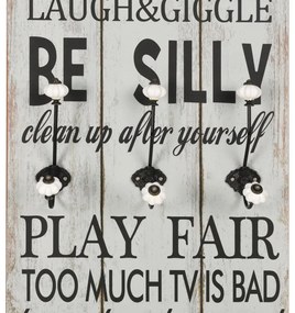 Закачалка за дрехи с 6 куки, 120х40 см, "THANK YOU"