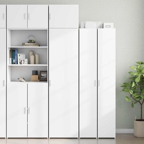 3281301 vidaXL Тесен шкаф за съхранение, бял, 50x42,5x225 см, инженерно дърво