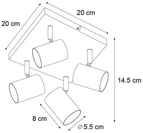 Модерна таванна лампа бяла 4-лампи регулируема квадратна - Jeana