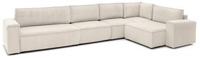 Кремав ъглов диван от велур, десен ъгъл Nihad modular - Bobochic Paris