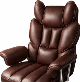 Луксозен офис стол RELAX PRO с поставка за крака - кафява екокожа