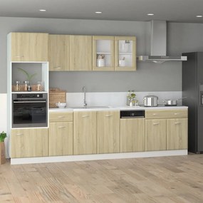 3307653 vidaXL Комплект кухненски шкафове, 7 части, "Lyon", дъб сонома, инженерно дърво