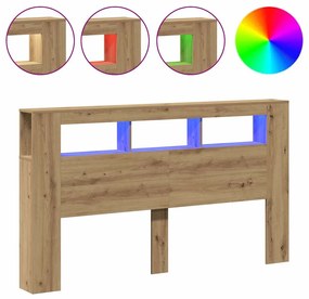 857691 vidaXL LED табла за глава Artisan Инженерна дървесина