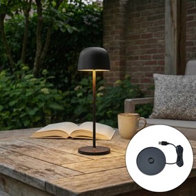 Настолна лампа черна вкл. LED акумулаторна със станция за зареждане IP65 - Raika