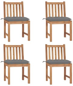 3073104 vidaXL Градински столове 4 бр с възглавници тиково дърво масив