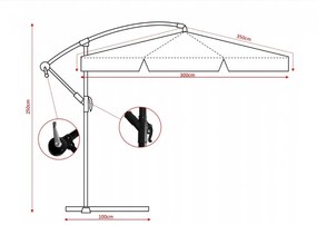 Сив градински чадър с LED светлина 3 м