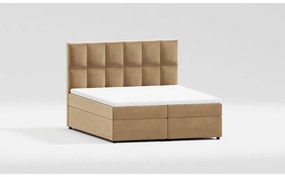 Двойно тапицирано легло с място за съхранение в цвят жълта охра 140x200 cm Flip – Ropez