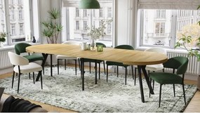 ЕКСПАНСО Американски дъб/черни крака - ГОЛЯМА КРЪГЛА МАСА Ø110 РАЗТЕГАТЕЛНА ДО 310 cm С КРАКА Y ЛОФТ/ИНДУСТРИАЛНА