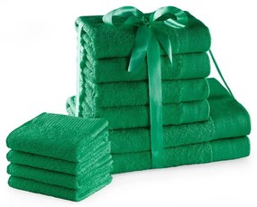 Зелени памучни хавлии и кърпи за баня в комплект 10 бр. от тери Amari – Restilo