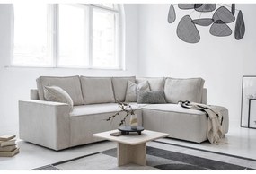 Бял разтегателен ъглов диван от рипсено кадифе (десен ъгъл) Brave Dave – Miuform