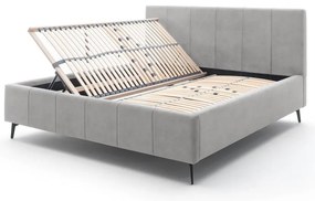 Светлосиво двойно легло 180x200 cm тапицирано с място за съхранение с включена подматрачна рамка Lizzano – Meise Möbel