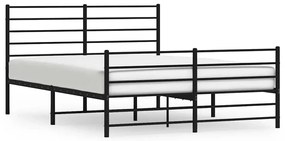 352339 vidaXL Метална рамка за легло с горна и долна табла, черна, 150x200 см