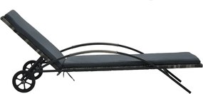 47747 vidaXL Шезлонги с маса, полиратан, антрацит