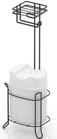 Стояща поставка за тоалетна хартия TEKNO TEL MG-098WB , с кошче , черно-бяло