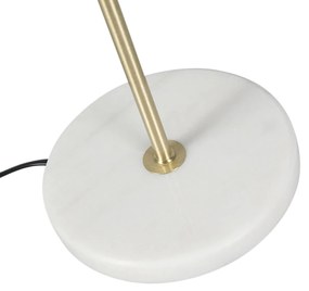 Настолна лампа месинг с кадифен абажур Taupe 35 см - Kaso