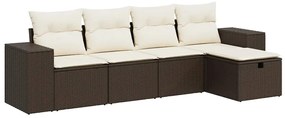 3325669 vidaXL Градински комплект с възглавници, 5 части, кафяв полиратан
