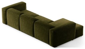 Зелен ъглов диван от рипсено кадифе (ляв ъгъл) Bergano – Cosmopolitan Design