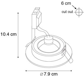 Комплект от 6 модерни вградени спота златисти кръгли IP44 - Xena