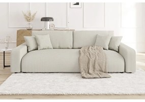 Кремав разтегателен диван с място за съхранение от рипсено кадифе 234 cm Sara – Ropez