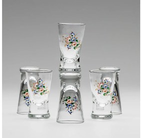 К-кт 6x чаша за шот прозрачен с мотив на букет № 3