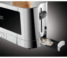 Тостер за хляб Russell Hobbs Elegance 23380-56, 1420W, 2 филии, 6 степени, LED индикация, Lift & Look, Инокс/черен